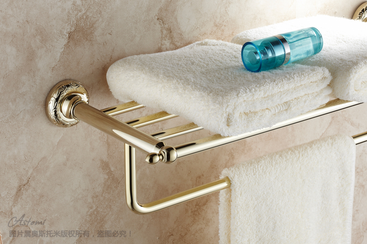 New arrival 60cm gold wall mount towel rack, towel rack 60cm,High grade gold towel rack