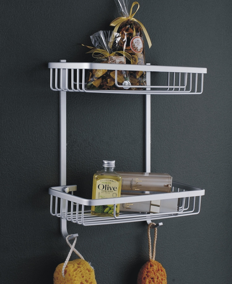 bathroom shelf aluminum double layer hanging basket shelf hardware sanitary ware bathroom supplies