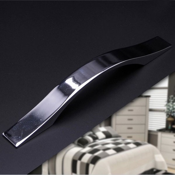 More long Fashion Furniture handle drawer/closet pull Modern simple Bright chrome Solid Zinc alloy cupboard Knob Free shipping