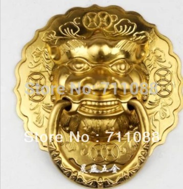 LT Handle Antique Copper unicorn beast lion head door knocker handle 12cm pitch 6cm Chinese