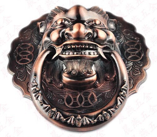 Special thicker diameter 20cm Antique lion head door knocker handle Chinese unicorn beast handle