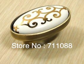 pitch 16mm Golden Green ancient European style oval cabinet wardrobe Pastoral antique ceramic drawer handles