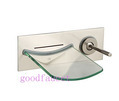 NEW Wall Mount Glass Waterfall Bath Faucet Basin Sink Mixer Tap Brushed Nickel Hot And Cold Water Tap