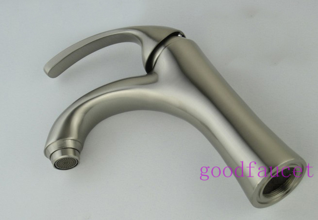 Wholesale And Retail Brushed Nickel Brass Bathroom Basin Faucet Single Handle Teapot Faucet Mixer Tap Deck Mounted