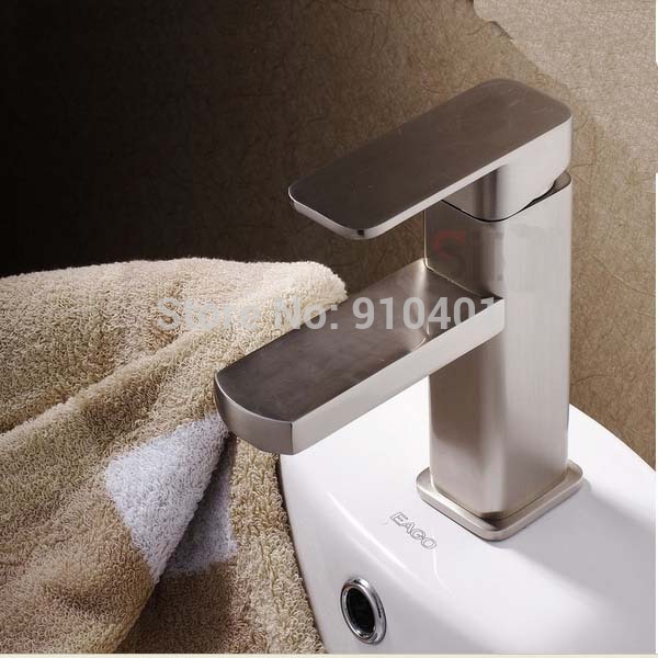 Wholesale And Retail Promotion Brushed Nickel Batharoom Basin Faucet Deck Mounted Single Handle Sink Mixer Tap