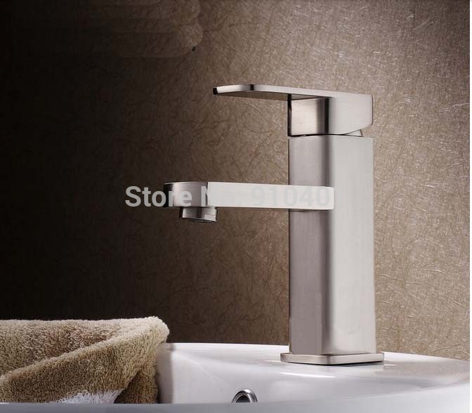 Wholesale And Retail Promotion Brushed Nickel Batharoom Basin Faucet Deck Mounted Single Handle Sink Mixer Tap