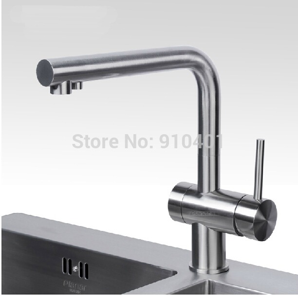 Wholesale And Retail Promotion Brushed Nickel Full Brass Kitchen Faucet Swivel Spout Mixer Tap Pure Water Tap
