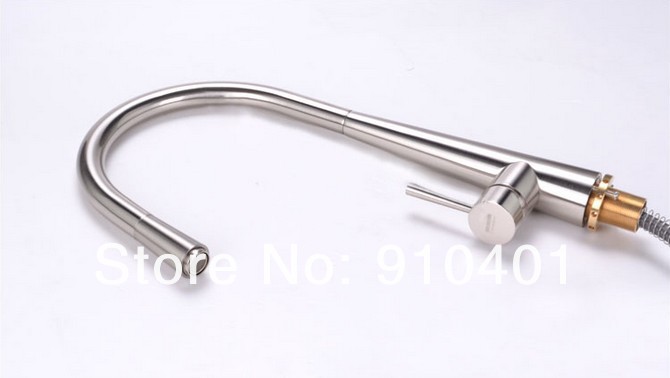 Wholesale And Retail Promotion Brushed Nickel Pull Out Spray Spout Kitchen Sink Faucet Mixer Tap Single Lever