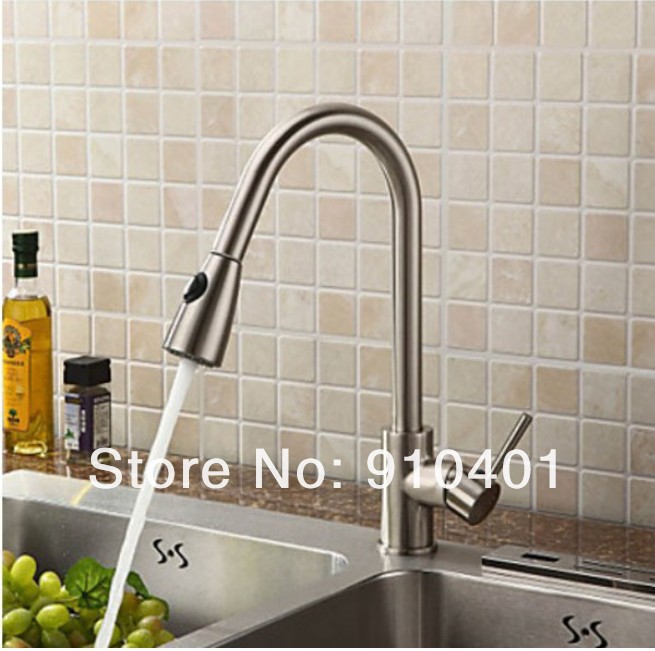 Wholesale And Retail Promotion Modern Brushed Nickel Pull Out Kitchen Bar Vessel Sink Mixer Tap Swivel Spout