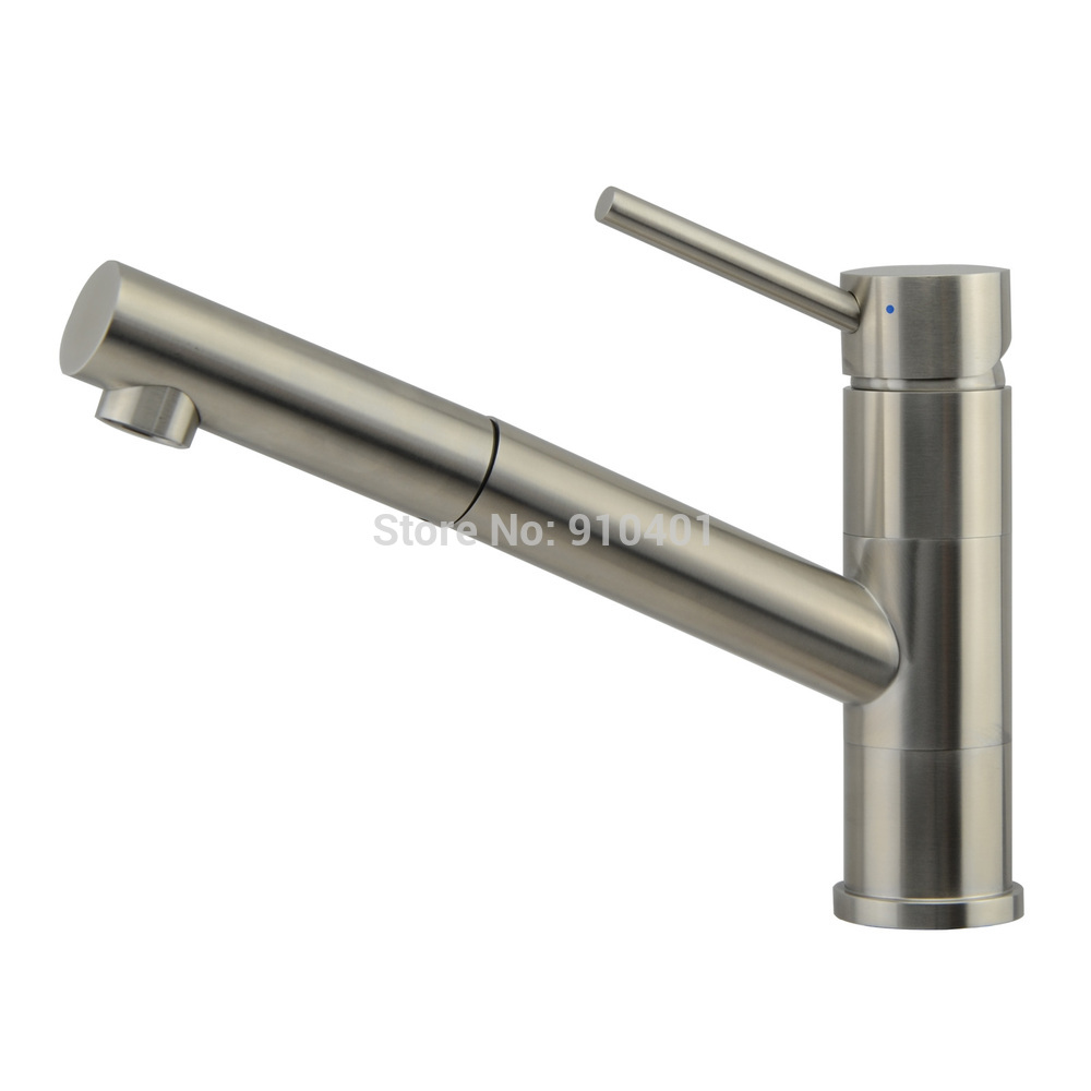 Wholesale And Retail Promotion Modern Deck Mounted Brushed Nickel Kitchen Faucet Pull Out Vessel Sink Mixer Tap