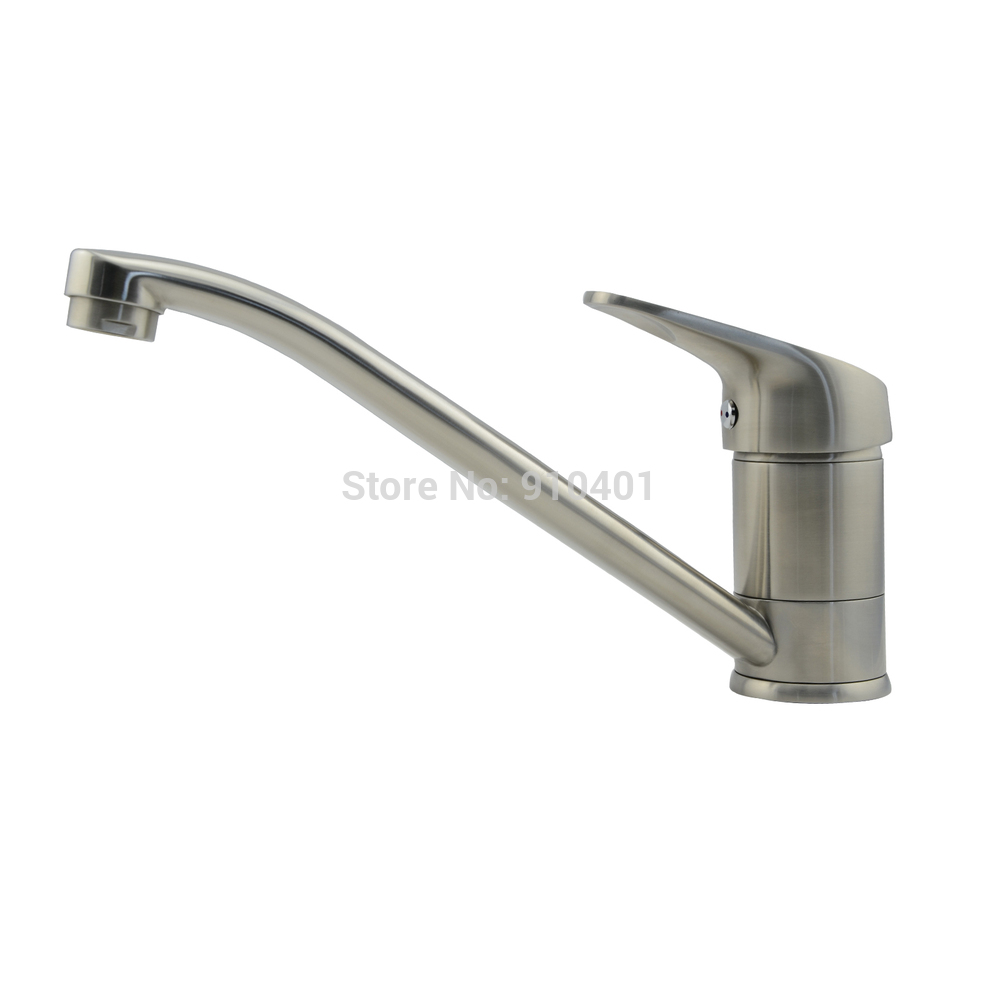Wholesale And Retail Promotion Modern Deck Mounted Brushed Nickel Kitchen Faucet Swivel Spout Sink Mixer Tap