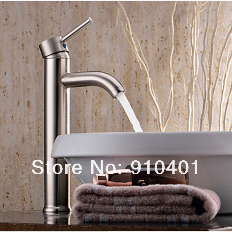 Wholesale And Retail Promotion NEW Brushed Nickel Bathroom Basin Faucet Single Handle Sink Mixer Tap Deck Mounted