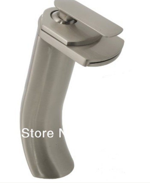 Wholesale And Retail Promotion NEW Brushed Nickel Tall Waterfall Bathroom Basin Faucet Single Handle Mixer Tap