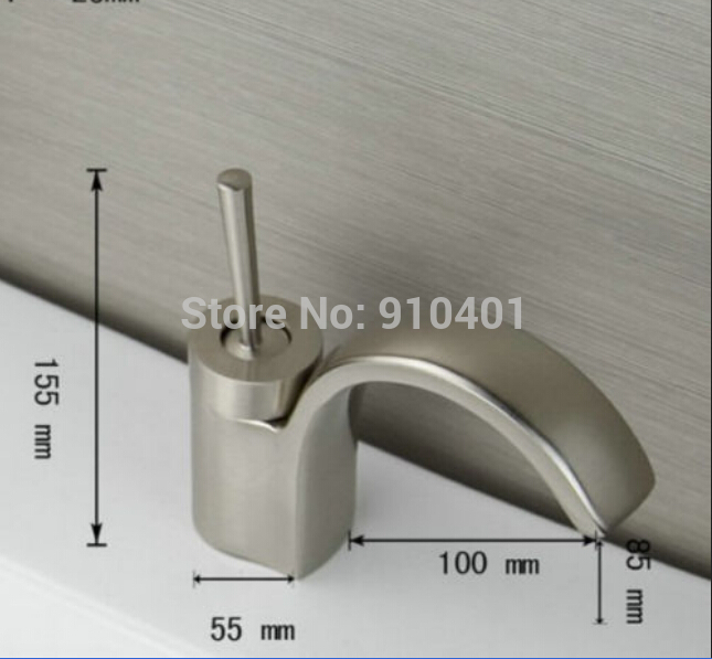 Wholesale And Retail Promotion NEW Brushed Nickel Waterfall Bathroom Basin Faucet Single Handle Sink Mixer Tap