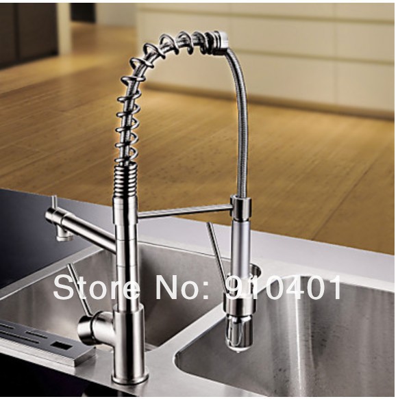 Wholesale And Retail Promotion NEW LED Color Changing Spring Kitchen Faucet Swivel Spout Dual Sprayer Mixer Tap