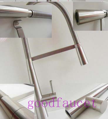 Wholesale And Retail Pull Out Brushed Nickel Kitchen Mixer Tap Brass Single Handle Vessel Sink Faucet Mixer Tap
