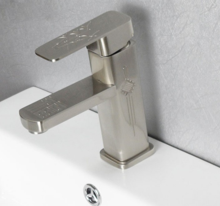 Wholesale And Retain Promotion Modern Brushed Nickel Bathroom Basin Faucet Vanity Sink Mixer Tap Bamboo Carved