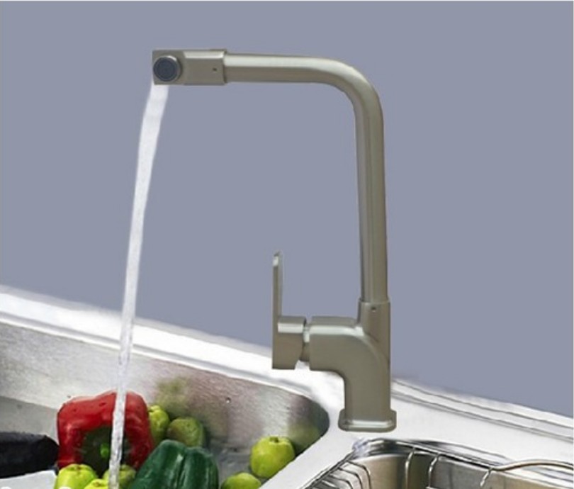 Wholesale And Retain Promotion  NEW Brushed nickel Deck Mounted Kitchen Bar Sink Facuet Single Handle Mixer Tap