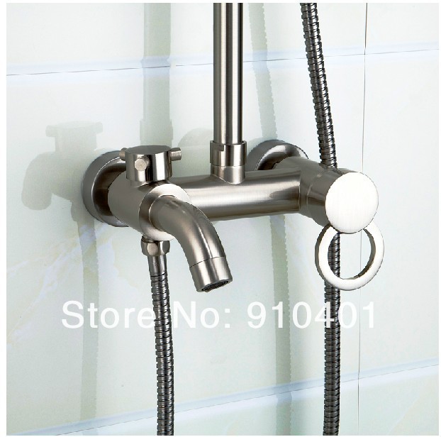 Wholesale And Retail Promotion Luxury Brushed Nickel 8" Round Rainfall Shower Faucet Set Bathtub Shower Column