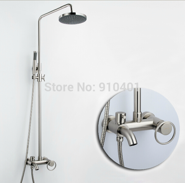 Wholesale And Retail Promotion Luxury Brushed Nickel Rain Shower Faucet Bathroom Tub Mixer Tap W/ Hand Shower
