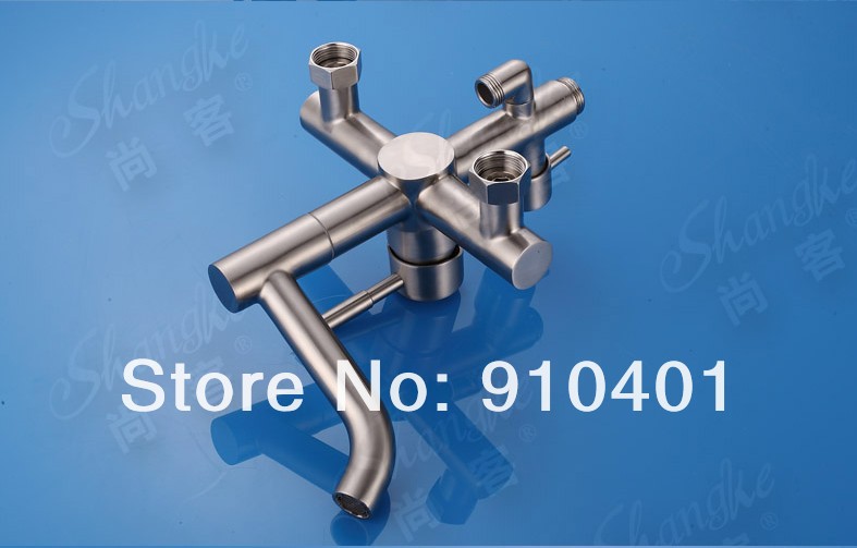 Wholesale And Retail Promotion Luxury Modern Style Rain Shower Faucet Set Bathroom Tub Mixer Tap Brushed Nickel