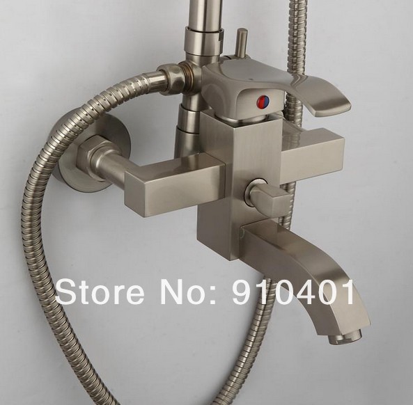 Wholesale And Retail Promotion Modern Wall Mounted Brushed Nickel Bathroom Rain Shower Faucet Set Tub Mixer Tap