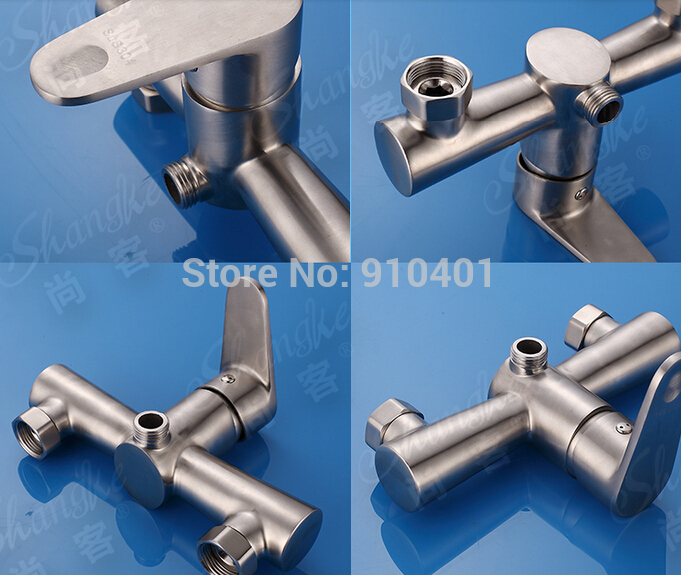 Wholesale And Retail Promotion NEW Brushed Nickel Wall Mounted Bathroom Tub Faucet With Hand Shower Mixer Tap
