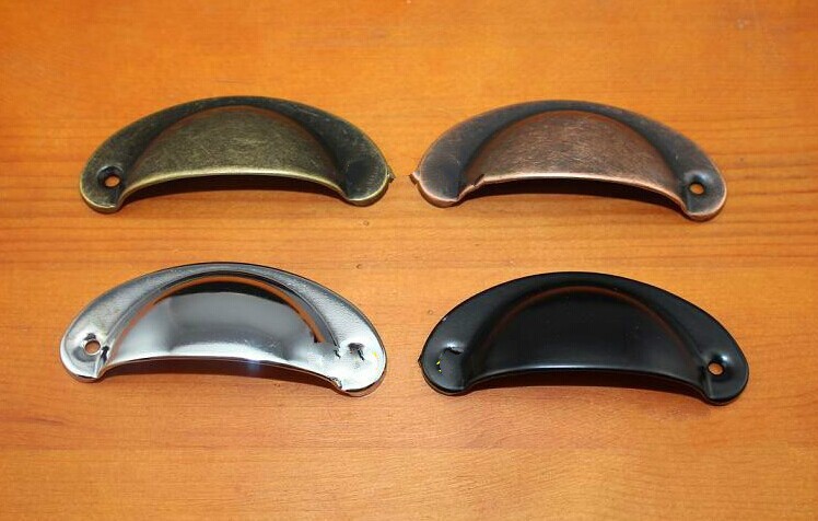 2 PCS/LOT Antique metal drawer handle chrome shells 82mm semicircular handle cabinet handle