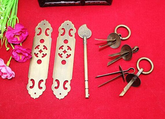 Antique small size copper door handle cabinet handle decoration accessories trumpet Caligula handle