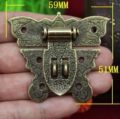 Antique wooden butterfly gift  box clasp buckle alloy buckle decorative accessories box