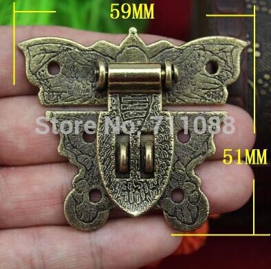 Antique wooden butterfly gift box clasp buckle alloy buckle decorative accessories box