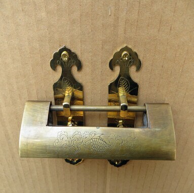 Auspicious fish off the handle Spacing 80mm copper handle lock plus ancient vintage furniture door handle lock