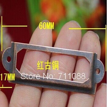 New arrival label buckle trumpet red bronze iron label handle decorative box gift card label packing accessories