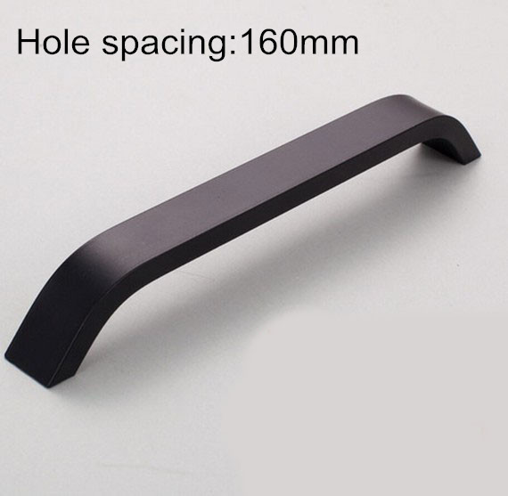Cabinet Handle Space Aluminum Solid Black Cupboard Drawer Kitchen Handles Pulls Bars 192mm Hole Spacing