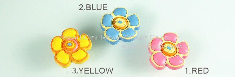 Chinese LICHEN Cartoon knobs (10 pcs/lot) Soft PVC Red Yellow Blue Flower Drawer Cabinet Door Knobs knob handle