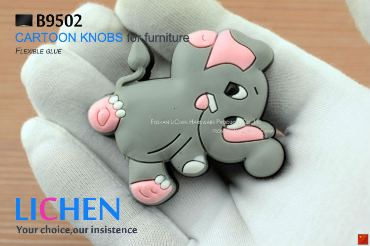 Chinese LICHEN Cartoon knobs (12 pcs/lot) Soft PVC PIG Drawer Cabinet Door Knobs knob handle