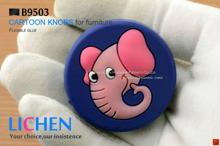 Chinese LICHEN Cartoon knobs (12 pcs/lot) Soft PVC PIG Drawer Cabinet Door Knobs knob handle