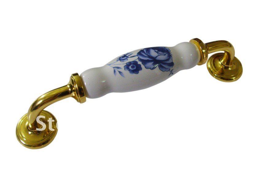 Gold zinc alloy ceramic door handle/ knobs  Furniture Hardware accesories 10pc per lot Wholesale & retail Shipping discount