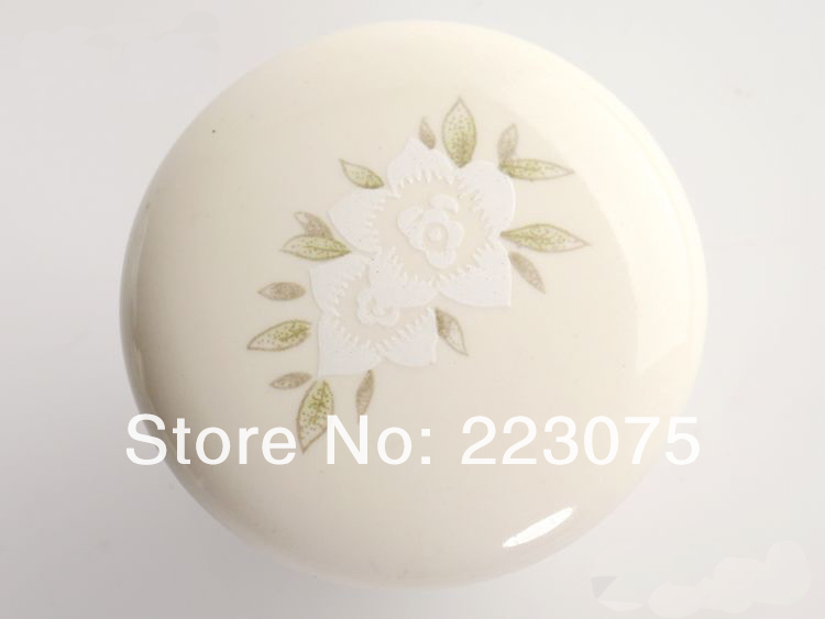 -2 flowers D:38MM w screw  European villager style ceramic drawer cabinets pull handle door knobs 10pcs/lot
