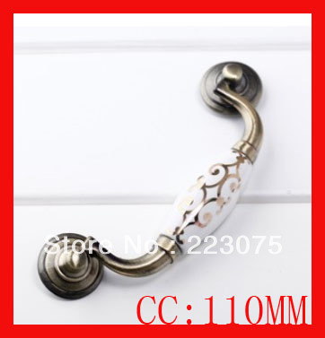 -CC:110mm zinc alloyCabinet DRAWER Pull KNOB Dresser knob pull/ Kitchen Ceramic knob with screw 10pcs/lot