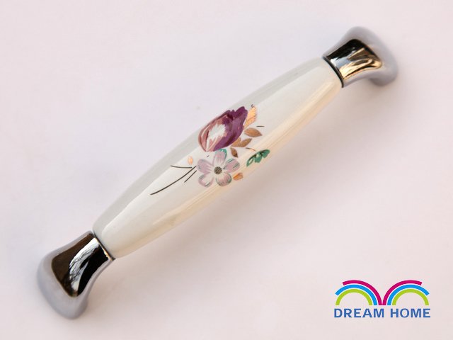 128mm European style tulip Ceramic  furniture handle / cabinet pull  / chrome plated handle/  drawer pull