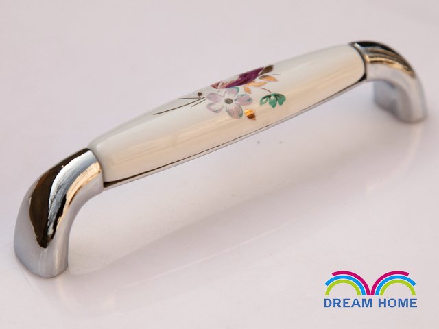 128mm European style tulip Ceramic  furniture handle / cabinet pull  / chrome plated handle/  drawer pull