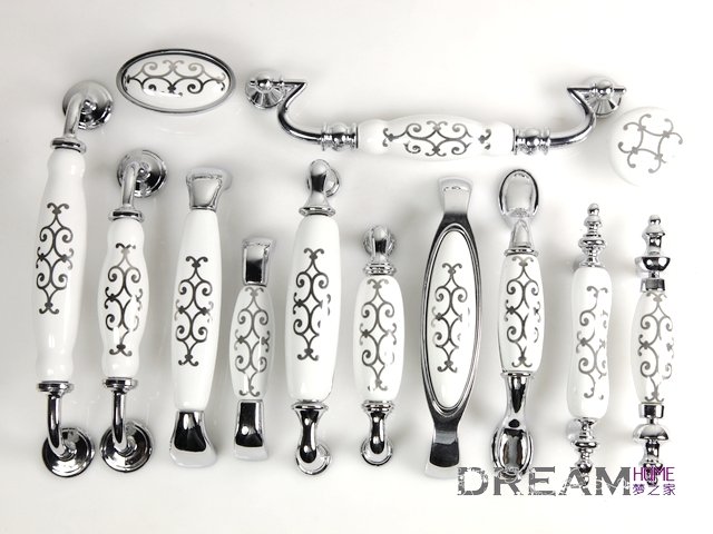 1pc/lot country style silver flower Ceramic drawer handle C:128mm L:140mm AH88PC