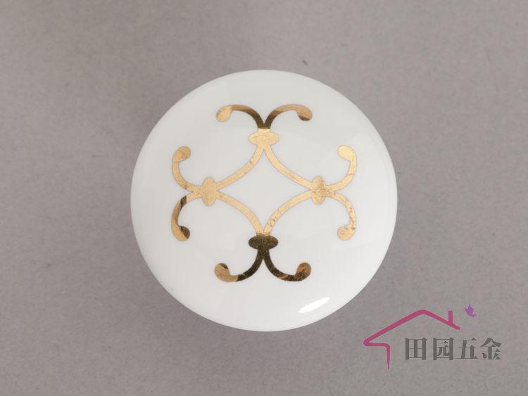 38mm Gold flower circle ceramic handle / cabinet hardware/ furniture drawer wardrobe door handle AP99