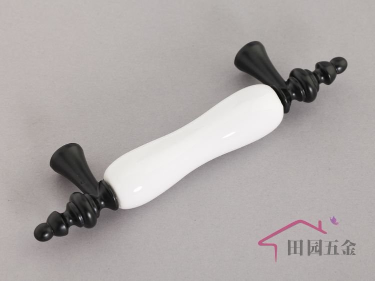 76mm Black & White Country sytle Ceramic pull , handle ,High quality   C:76mm L:125mm