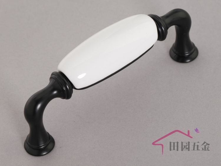 96mm Black & White ZInc alloy,Ceramic cabinet handle , Pull handle ,Country style C:96mm L:110mm