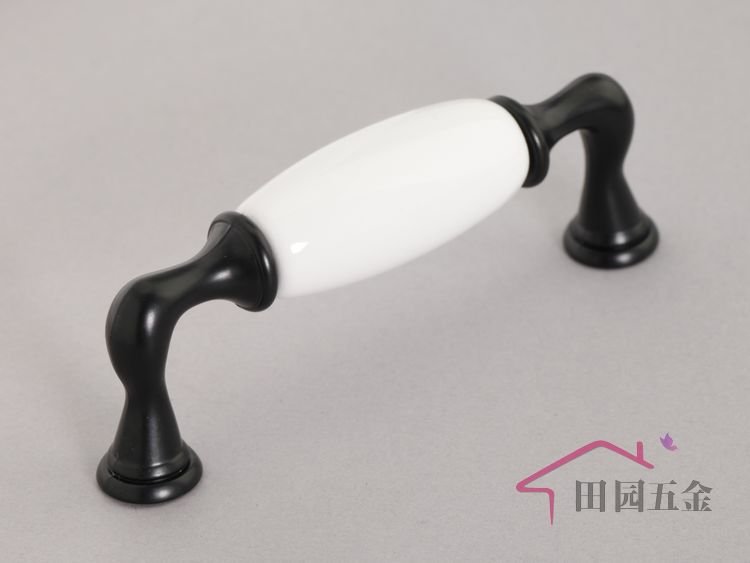 96mm Black zinc alloy / White Ceramic drawer handle/ Pull handle  C:96mm L:110mm