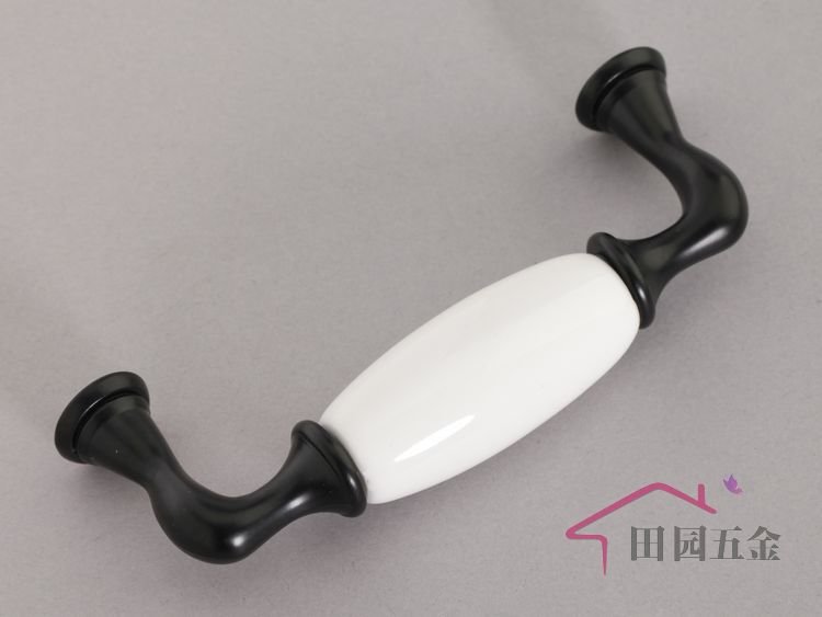 96mm Black zinc alloy / White Ceramic drawer handle/ Pull handle  C:96mm L:110mm
