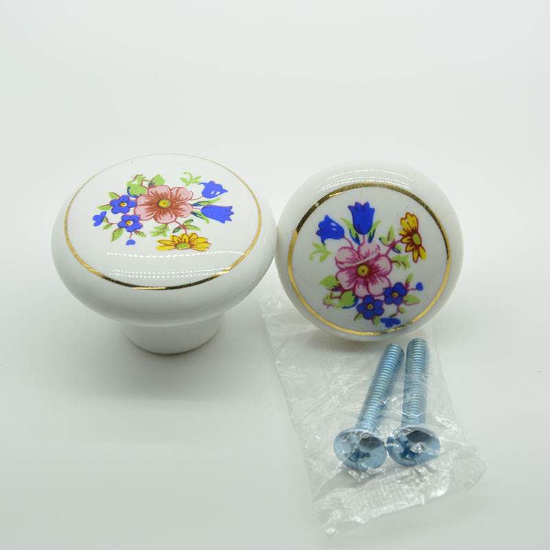 503 small size hot elegant flower embessed ceramic cabinet door knobs 28g white color 28g wholesales used for cabinet drawers