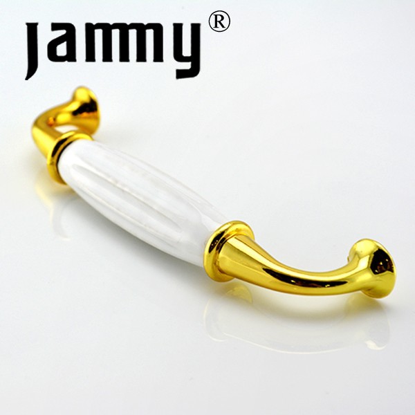 2014 128MM Ceramic  Gold handle furniture decorative kitchen cabinet handle high quality armbry door pull